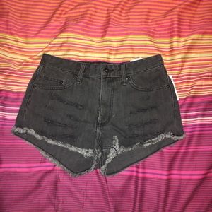 Black Ripped Jean Shorts